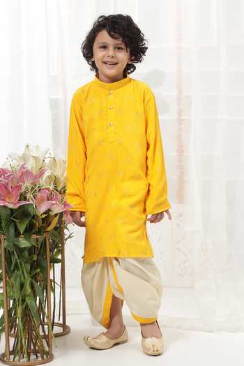 Little Bansi Embroidered Kurta & Dhoti Pant Set 