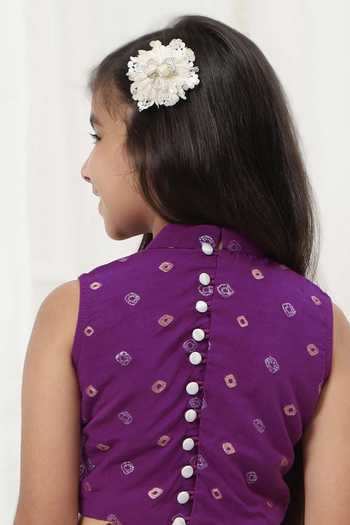Buy_Little Bansi_Purple Cotton Embroidery Top And Palazzo Set _Online_at_Aza_Fashions