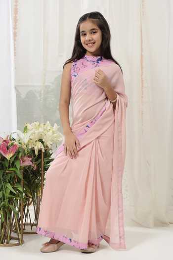 Little Bansi Printed Saree & Blouse Set 