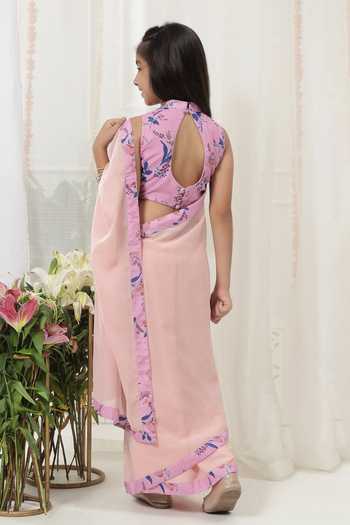 Little Bansi Printed Saree & Blouse Set 