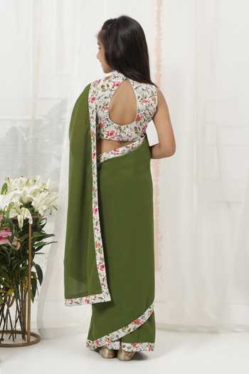 Little Bansi Saree & Sleeveless Blouse Set 
