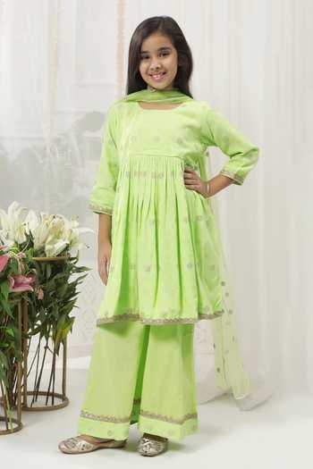 Little Bansi Embroidered Kurta Sharara Set 