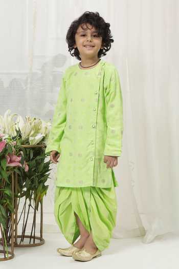 Little Bansi Embroidered Kurta & Dhoti Pant Set 