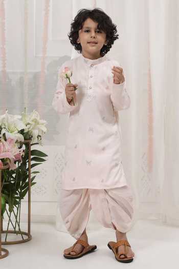 Little Bansi Embroidered Kurta & Dhoti Pant Set 