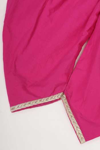 Buy_Little Bansi_Pink Cotton Embroidered Kurta And Salwar Set 