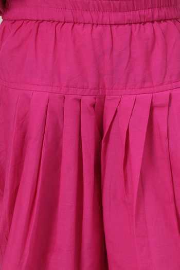Shop_Little Bansi_Pink Cotton Embroidered Kurta And Salwar Set 
