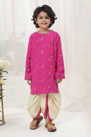 Little Bansi Embroidered Kurta & Dhoti Pant Set 