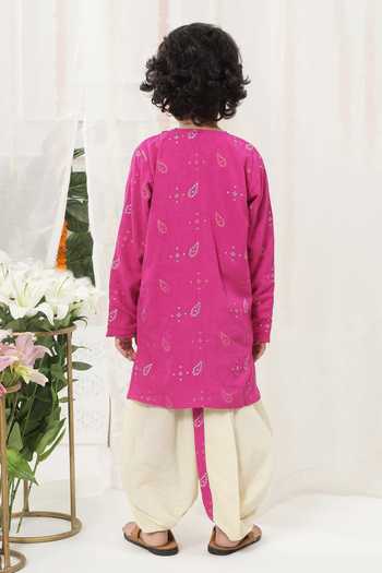Little Bansi Embroidered Kurta & Dhoti Pant Set 