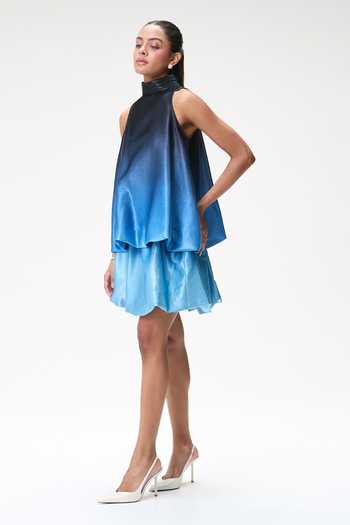 Buy Tara And I Blue Silk Ombre Mini Bubble Skirt Online at Aza Fashions Buy_Tara And I_Blue Silk Ombre Mini Bubble Skirt _Online_at_Aza_Fashions