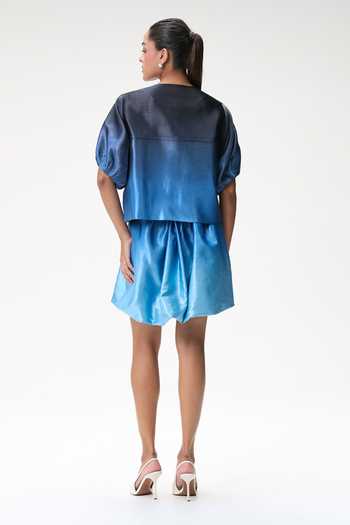 Tara And I Ombre Bubble Sleeve Cropped Jacket