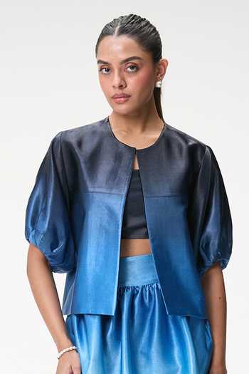 Tara And I Ombre Bubble Sleeve Cropped Jacket