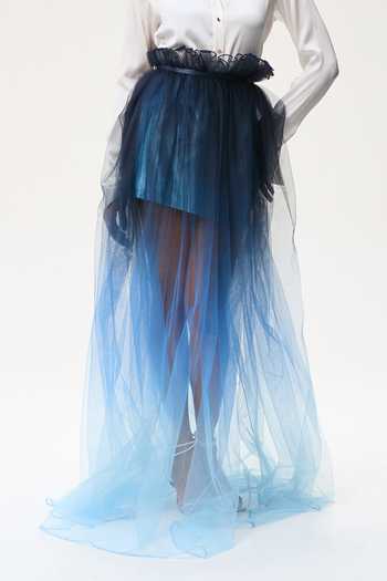 Buy Tara And I Blue Silk, Tulle Ruffles Midnight Ombre Skirt Online at Aza Fashions Buy_Tara And I_Blue Silk, Tulle Ruffles Midnight Ombre Skirt _Online_at_Aza_Fashions