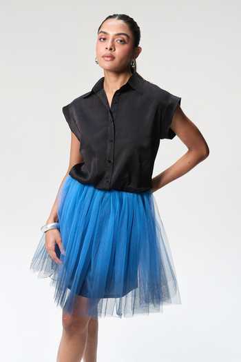 Tara And I Black & Midnight Blue Shirt Dress