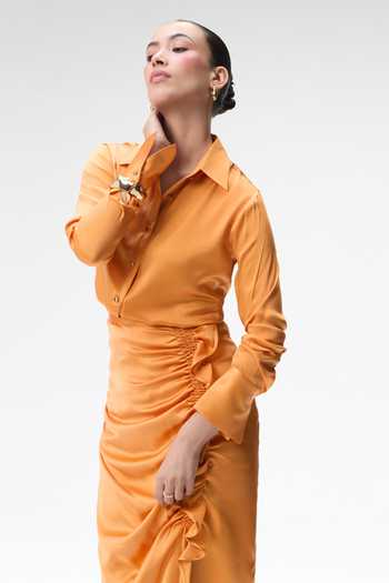 Tara And I Coral Silk Shirt