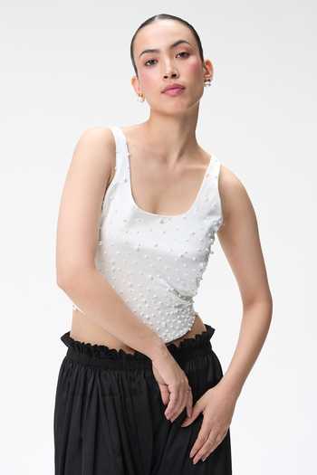 Tara And I Ivory Embellished Corset Top
