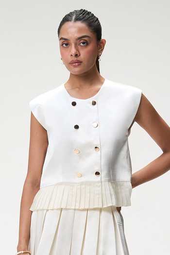 Tara And I Ivory Boxy Crop Jacket