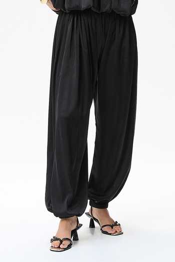 Tara And I_Black Silk Satin Balloon Pant _Online_at_Aza_Fashions