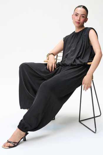 Buy_Tara And I_Black Silk Satin Balloon Pant _Online_at_Aza_Fashions