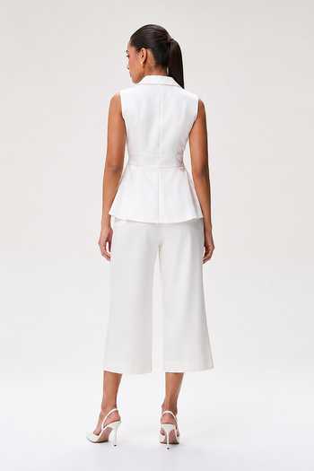 Tara And I Ivory Gajji Silk Peplum Jacket