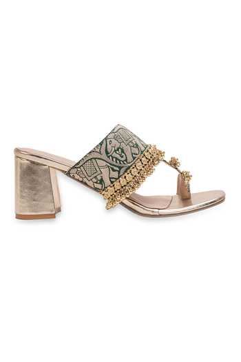 5elements_Gold Mehrasa Woven Heels _Online_at_Aza_Fashions