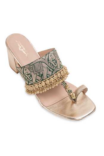 Shop_5elements_Gold Mehrasa Woven Heels _Online_at_Aza_Fashions