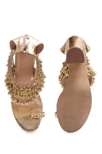 5elements Mehrun Bead Embellished Block Heels