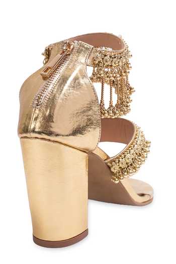 Buy 5elements Gold Mehrun Bead Embellished Block Heels Buy_5elements_Gold Mehrun Bead Embellished Block Heels