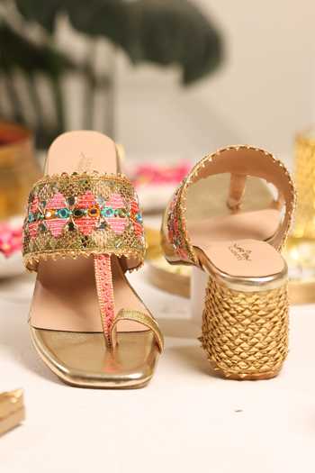 Shop_5elements_Gold Rangmahal Mirror Work Heels 