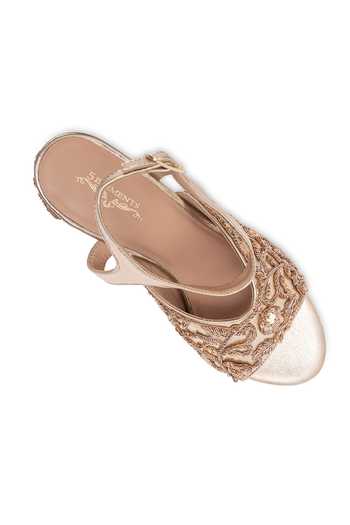 Buy_5elements_Gold Shehzaadi Floral Embroidered Heels _Online_at_Aza_Fashions
