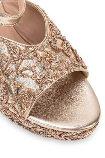 Shop_5elements_Gold Shehzaadi Floral Embroidered Heels 
