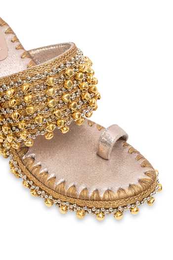Buy 5elements Gold Kohinoor Embellished Wedges Buy_5elements_Gold Kohinoor Embellished Wedges