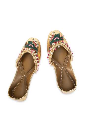 Shop_5elements_Gold Gulposh Embroidered Juttis _Online_at_Aza_Fashions