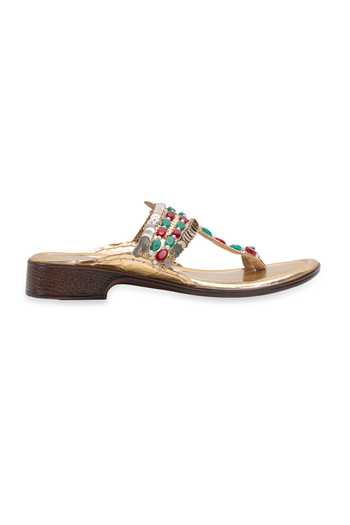 5elements_Gold Rangrez Embellished Kolhapuri Flats _Online_at_Aza_Fashions