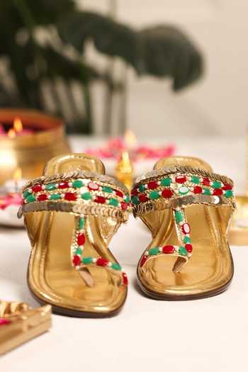 5elements Rangrez Embellished Kolhapuri Flats
