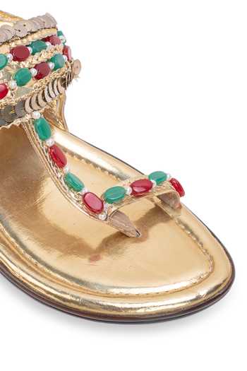 Buy_5elements_Gold Rangrez Embellished Kolhapuri Flats 