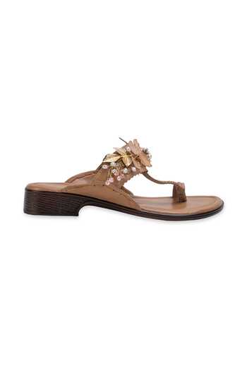 5elements_Beige Noorza Kolhapuri Flats _Online_at_Aza_Fashions