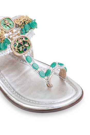 Buy_5elements_Silver Aabroo Embellished Kolhapuri Flats 