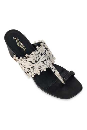 Buy_5elements_Black Mehernoor Floral Embroidered Heels _Online_at_Aza_Fashions