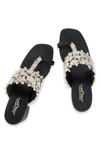 Shop_5elements_Black Mehernoor Floral Embroidered Heels _Online_at_Aza_Fashions