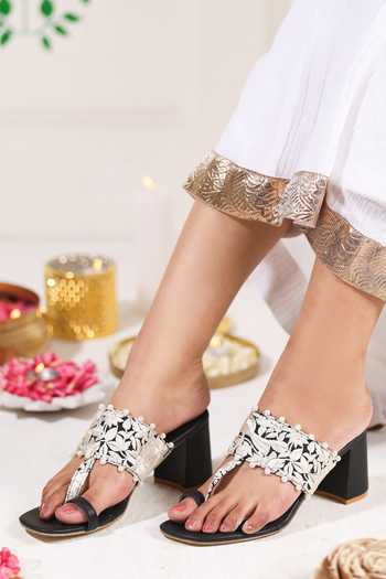 5elements Mehernoor Floral Embroidered Heels