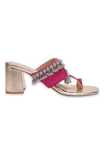 5elements_Gold Raqsheel Embellished Heels _Online_at_Aza_Fashions