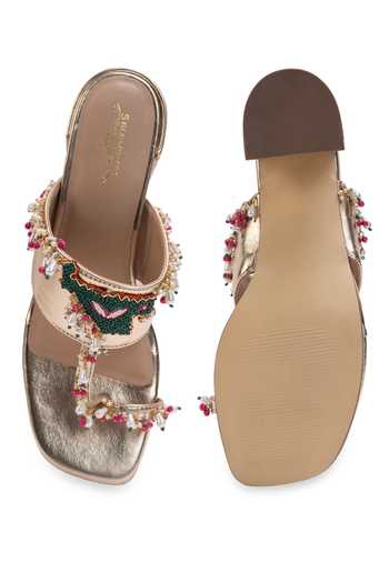 Buy_5elements_Gold Pankhuri Pearl Embellished Heels _Online_at_Aza_Fashions