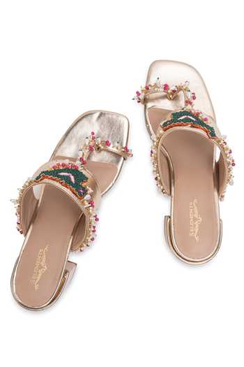 Shop_5elements_Gold Pankhuri Pearl Embellished Heels _Online_at_Aza_Fashions