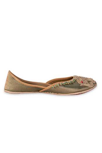 5elements Olive Green Zarmeen Elephant Embroidered Juttis Online at Aza Fashions 5elements_Olive Green Zarmeen Elephant Embroidered Juttis _Online_at_Aza_Fashions