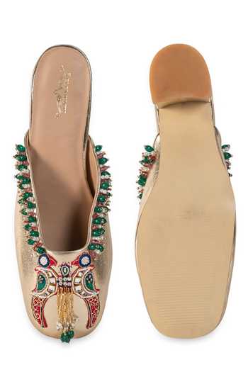 Buy_5elements_Gold Mayurakshi Bead Embellished Mule Heels 