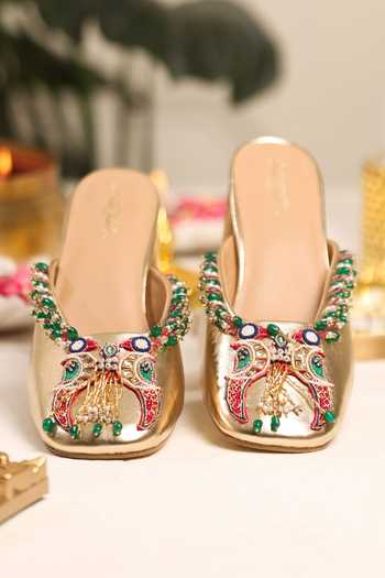 5elements Mayurakshi Bead Embellished Mule Heels