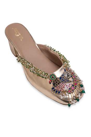 Buy 5elements Gold Neelmayuri Embellished Mule Heels Online at Aza Fashions Buy_5elements_Gold Neelmayuri Embellished Mule Heels _Online_at_Aza_Fashions
