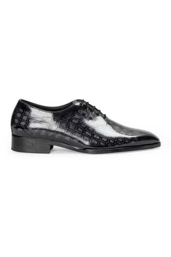 Domani Grey Draco Patina Leather Wholecut Shoes Online at Aza Fashions Domani_Grey Draco Patina Leather Wholecut Shoes _Online_at_Aza_Fashions