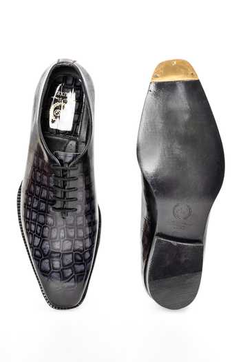 Shop Domani Grey Draco Patina Leather Wholecut Shoes Online at Aza Fashions Shop_Domani_Grey Draco Patina Leather Wholecut Shoes _Online_at_Aza_Fashions