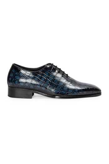 Domani Blue Draco Patina Leather Wholecut Shoes Online at Aza Fashions Domani_Blue Draco Patina Leather Wholecut Shoes _Online_at_Aza_Fashions